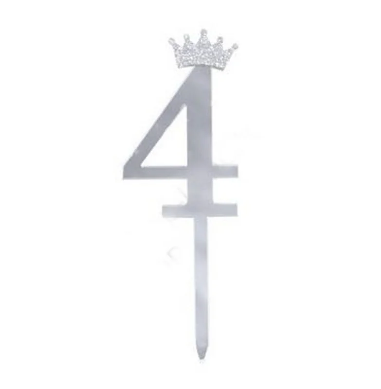 Топпер "Цифра 4" 18,5 см срібло