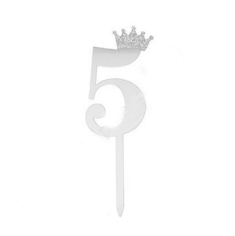 Топпер "Цифра 5" 18,5 см срібло