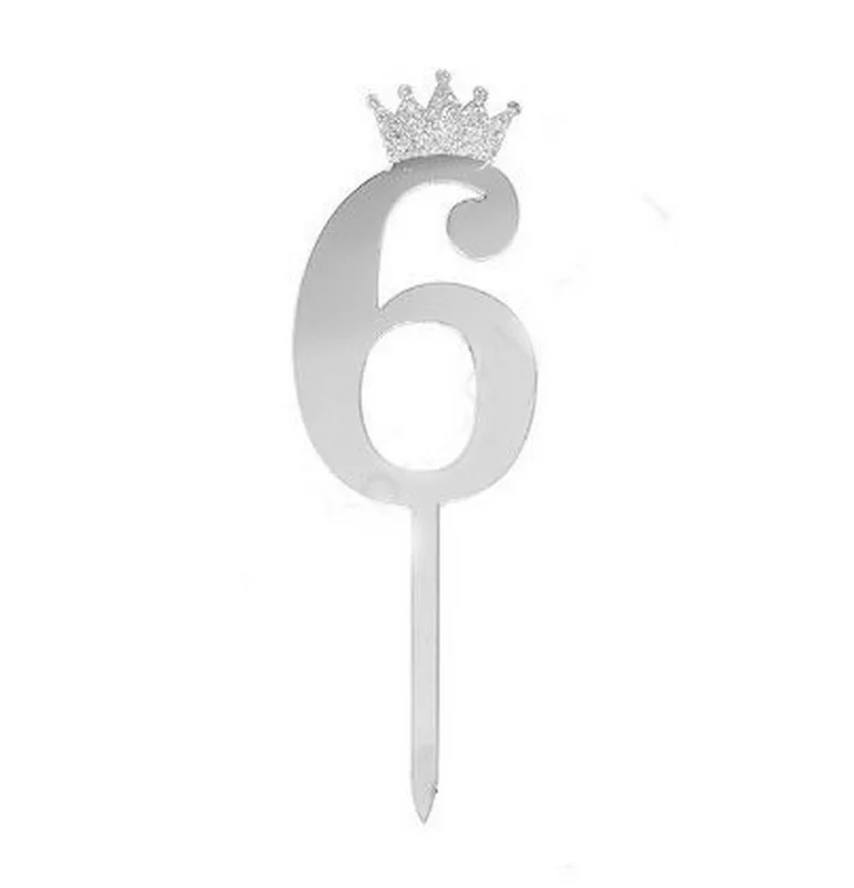 Топпер "Цифра 6" 18,5 см срібло