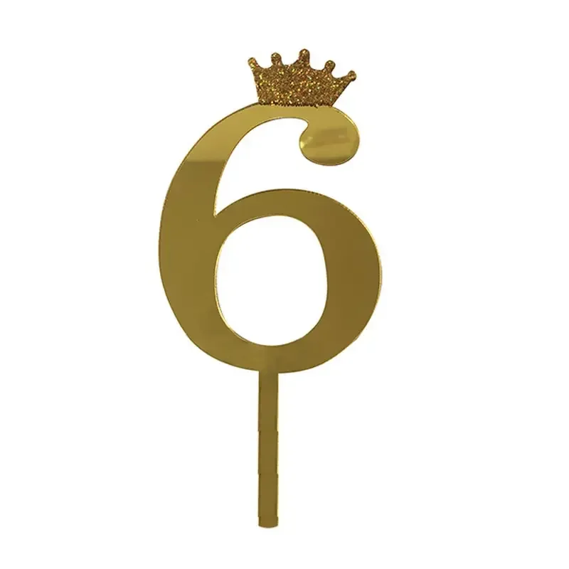 Топпер "Цифра 6" 18,5 см золото