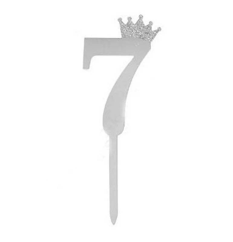 Топпер "Цифра 7" 18,5 см срібло