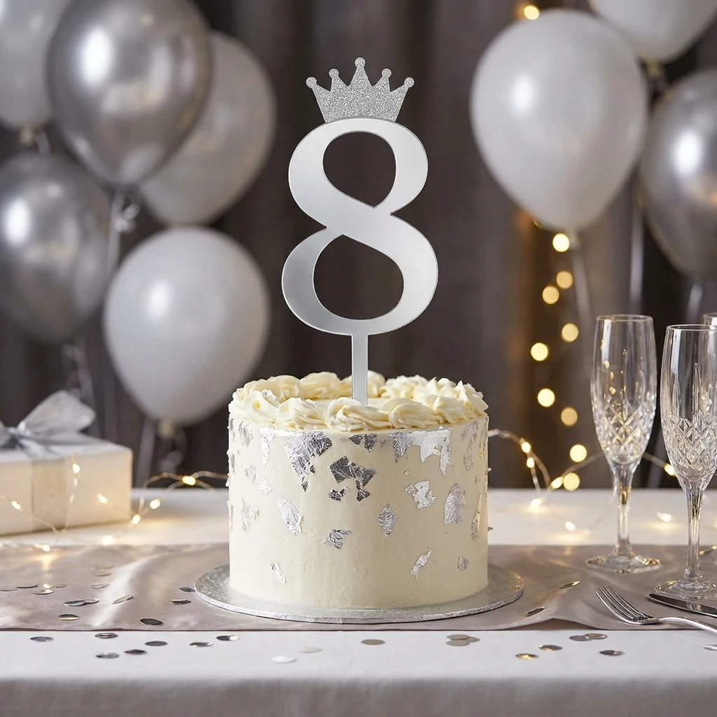 Топпер "Цифра 8" 18,5 см срібло