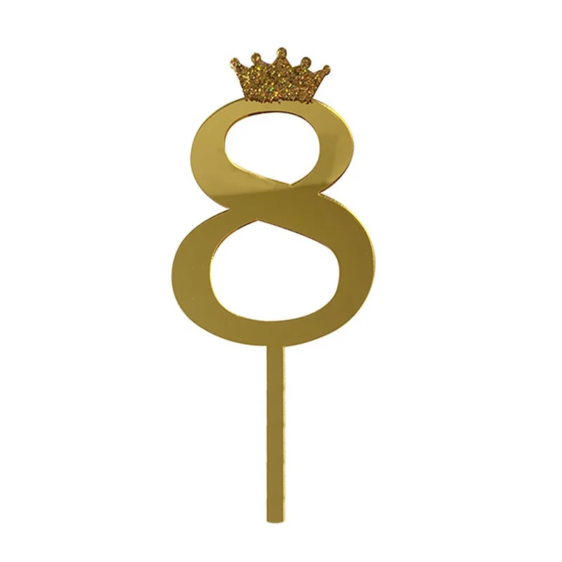 Топпер "Цифра 8" 18,5 см золото