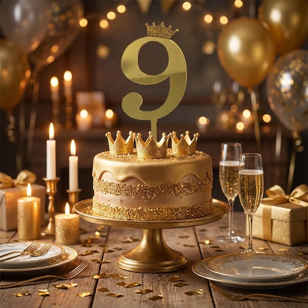 Топпер "Цифра 9" 18,5 см золото