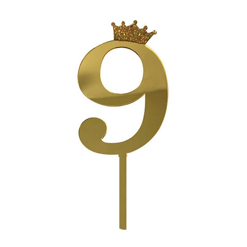 Топпер "Цифра 9" 18,5 см золото