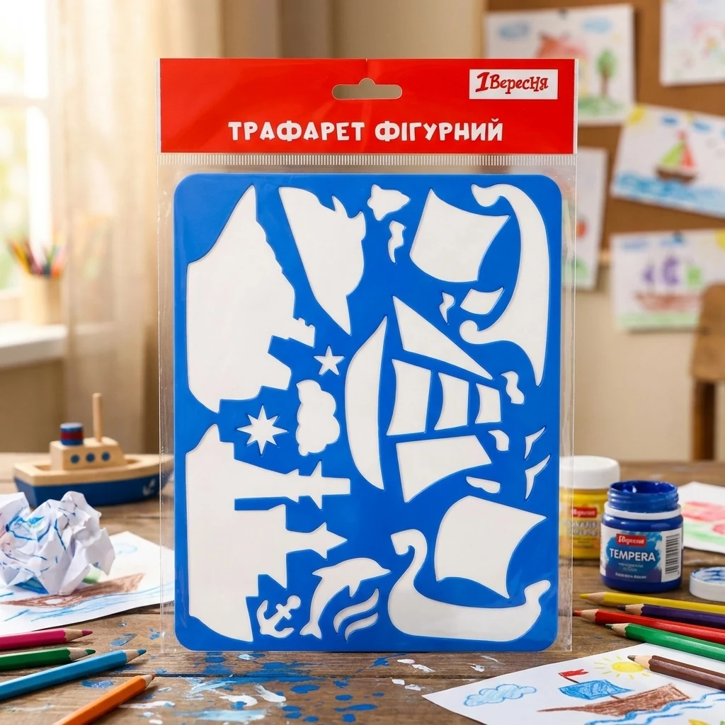 Трафарет пластиковий 20 х 16 см "Кораблі"