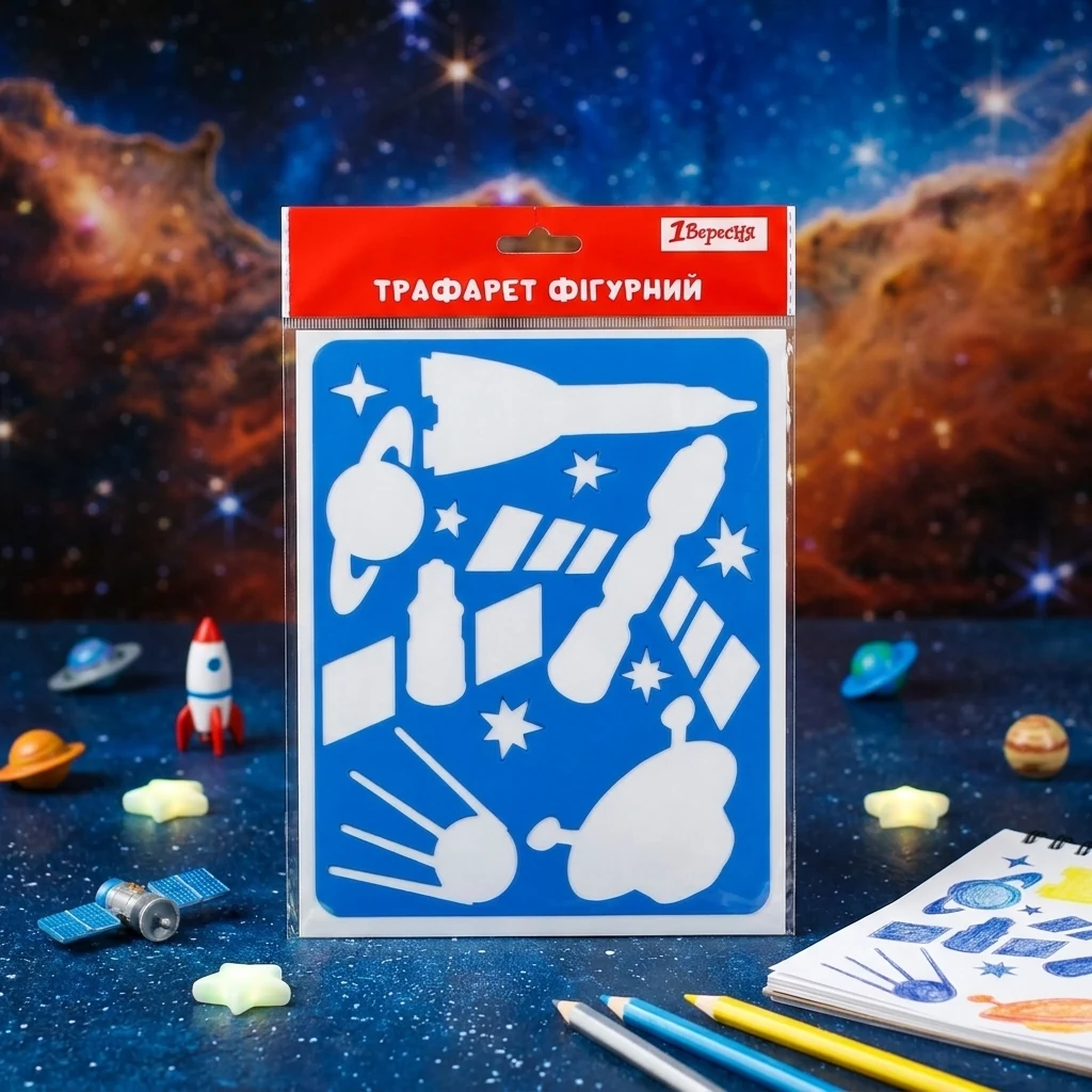 Трафарет пластиковий 20 х 16 см "Космос"
