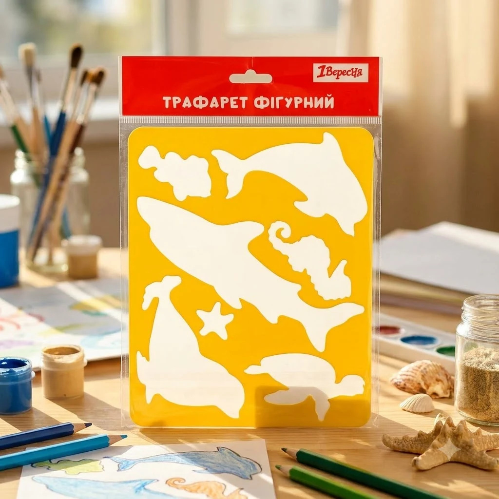 Трафарет пластиковий 20 х 16 см "Морські мешканці"