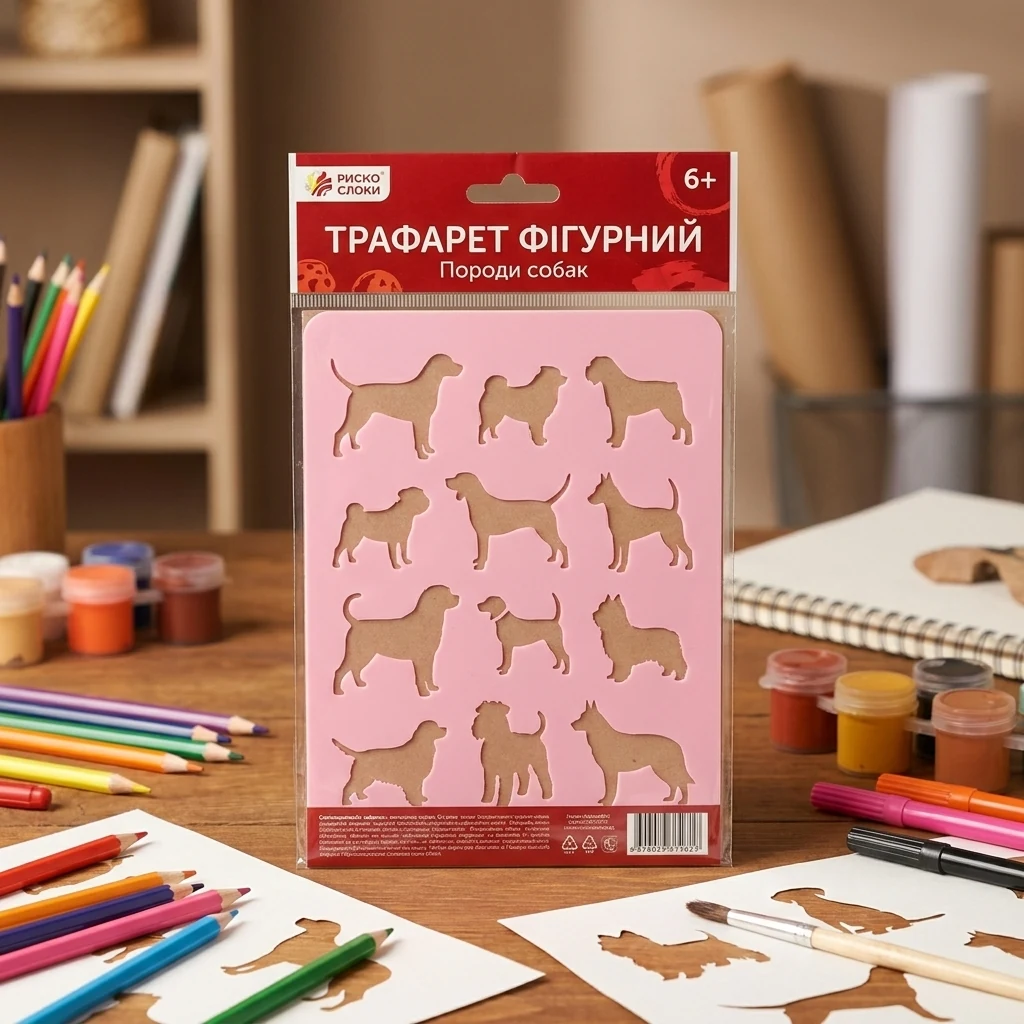 Трафарет пластиковий 20 х 16 см "Породи собак"