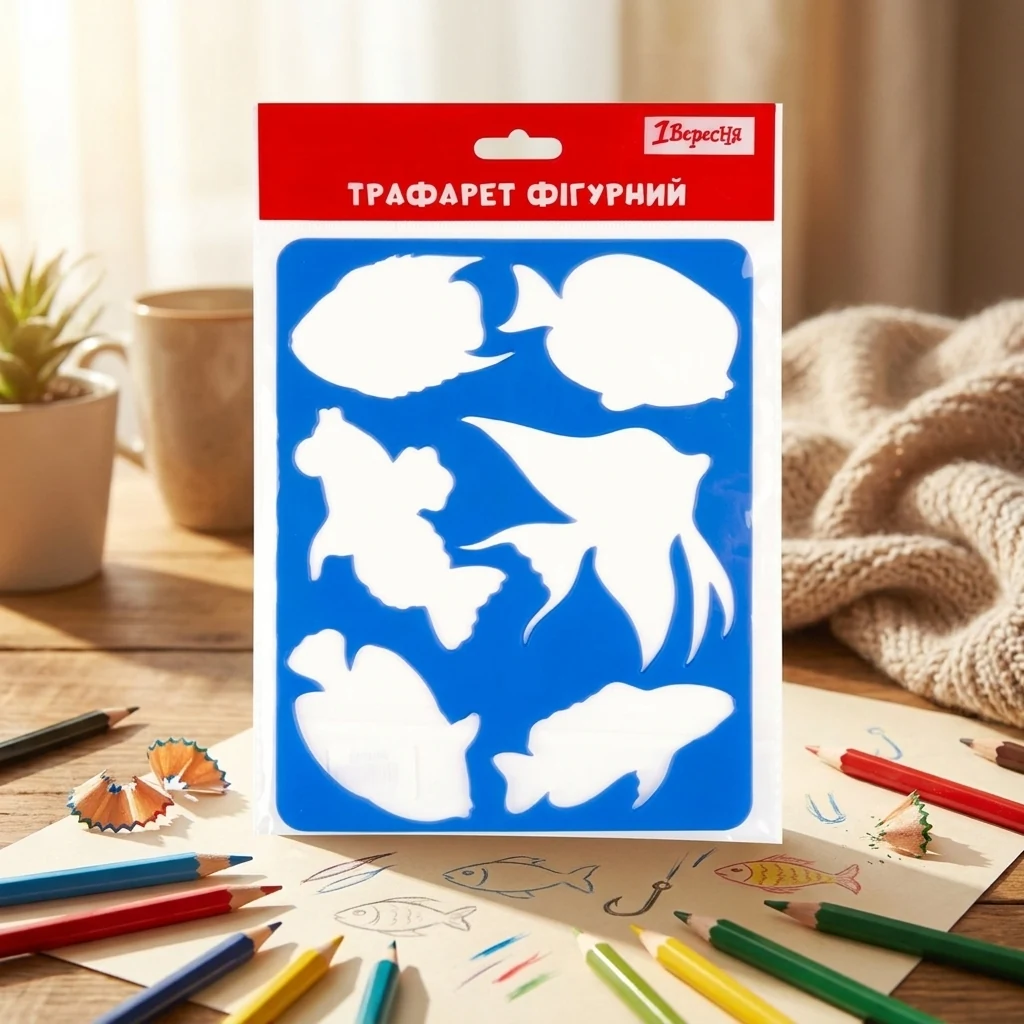 Трафарет пластиковий, Акваріумні рибки 20*16см