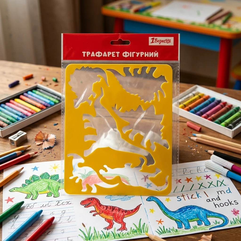 Трафарет пластиковий, Динозаври 20*16см
