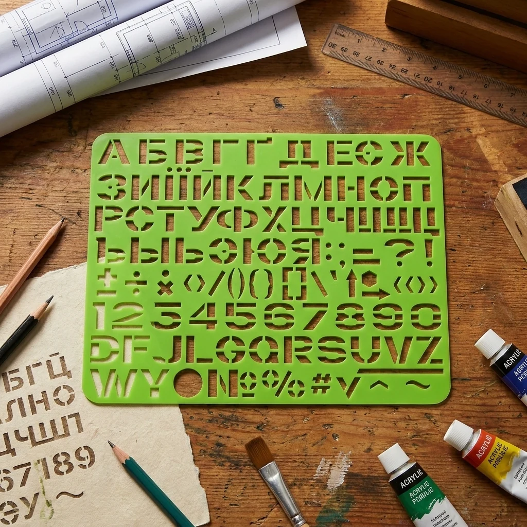 Трафарет пластиковий, Шрифти 155*202 мм