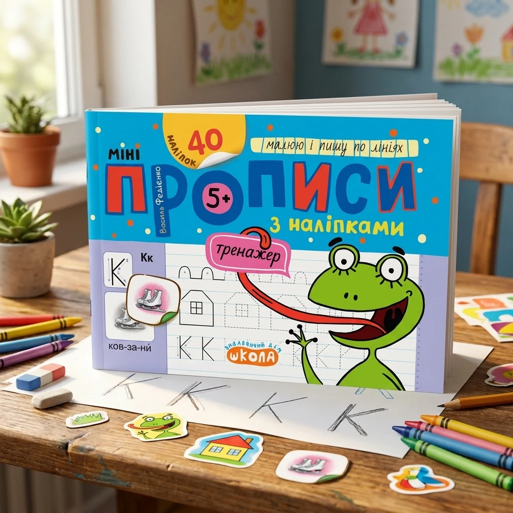 Тренажер. Мініпрописи з наліпками. Малюю і пишу по лініях. Федієнко. 5+