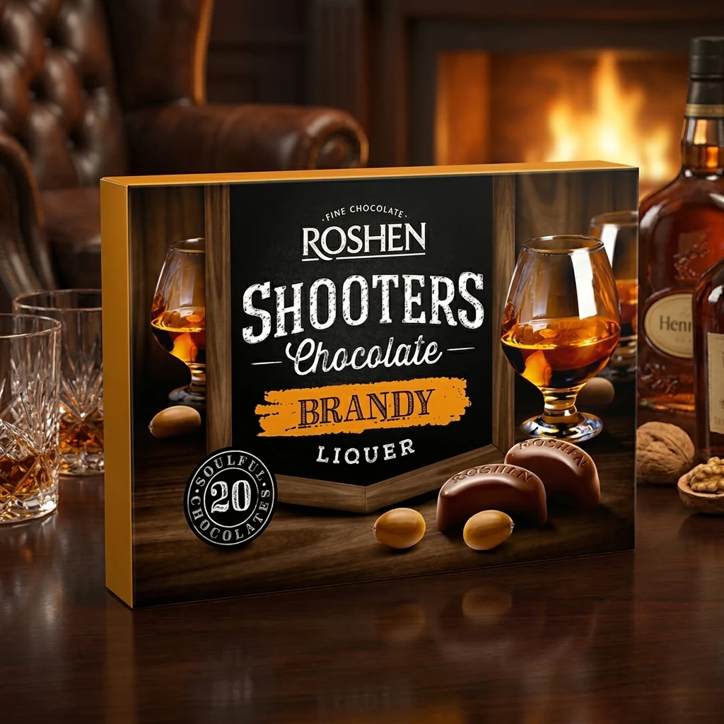 Цукерки в коробці Shooters с бренди-ликером, виски-ликер ВКФ 150г — Продукти та напої