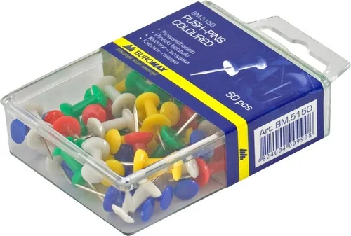 Цвяшки кольорові 50 штук BuroMAX
