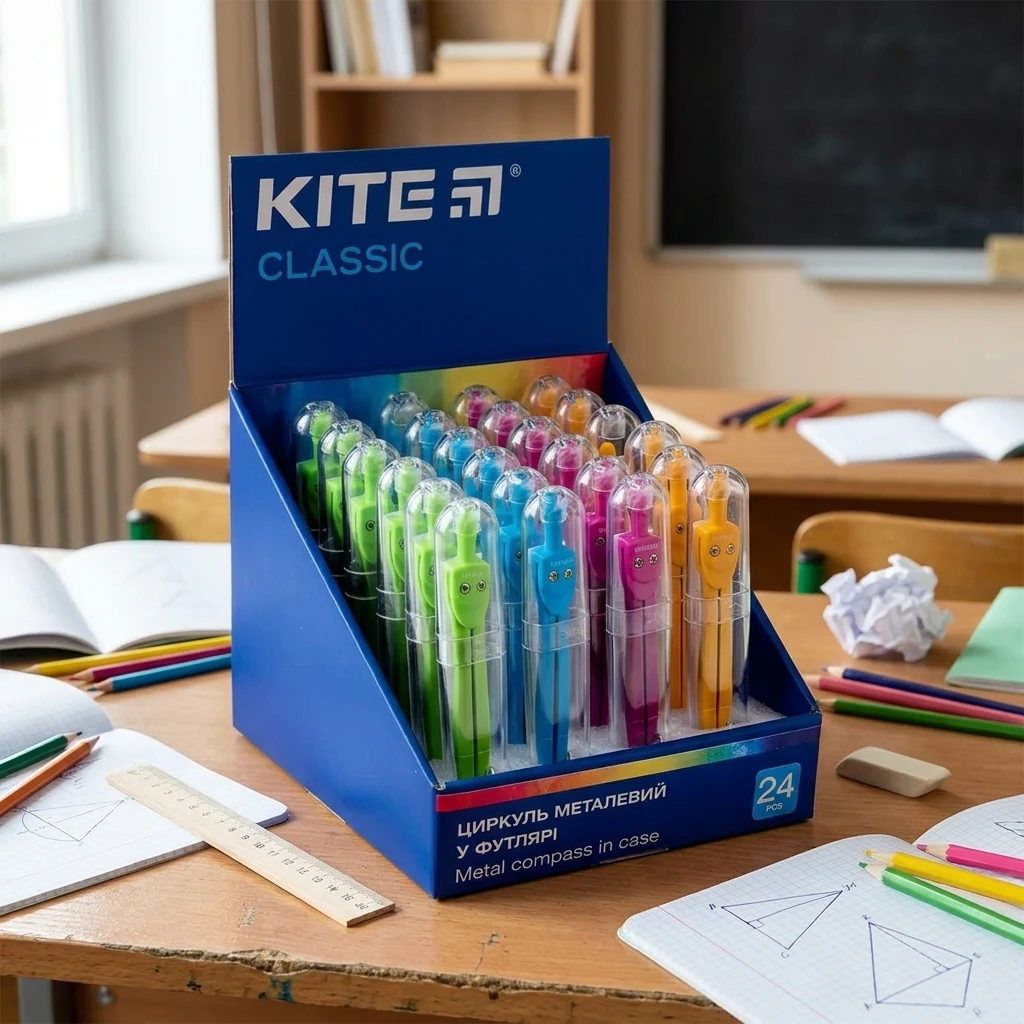 Циркуль 115 мм в пластиковому тубусі Kite Classic