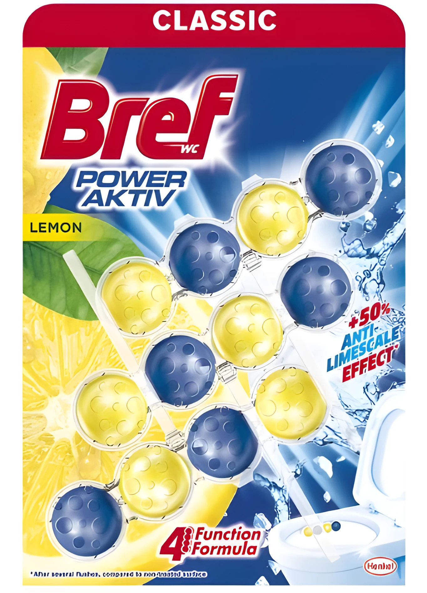 Туалетні блоки для унітазу Bref Сила Актив Лимонна Свіжість Тріопак 150 г