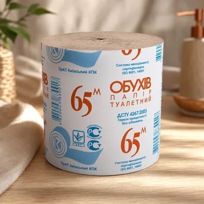 Туалетний папір Обухів 65м одношаровий 1шт