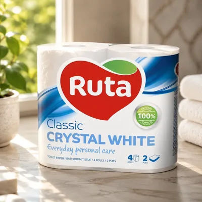 Туалетний папір Ruta Classic 170 відривів 2 шари 4 рулони Білий