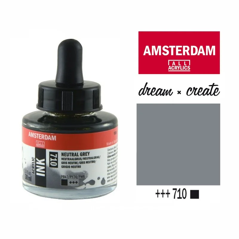 Туш акрилова Amsterdam, 710 сірий нейтральний, 30 мл, Royal Talens