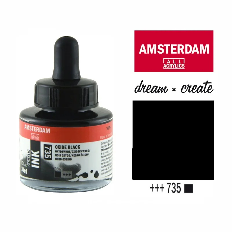 Туш акрилова Amsterdam, 735 окис чорний, 30 мл, Royal Talens