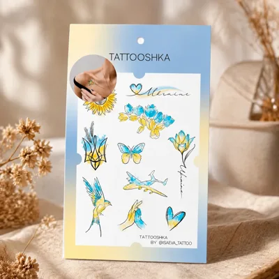 Тимчасове тату Tattooshka набір 10 шт Українська акварель LB-138