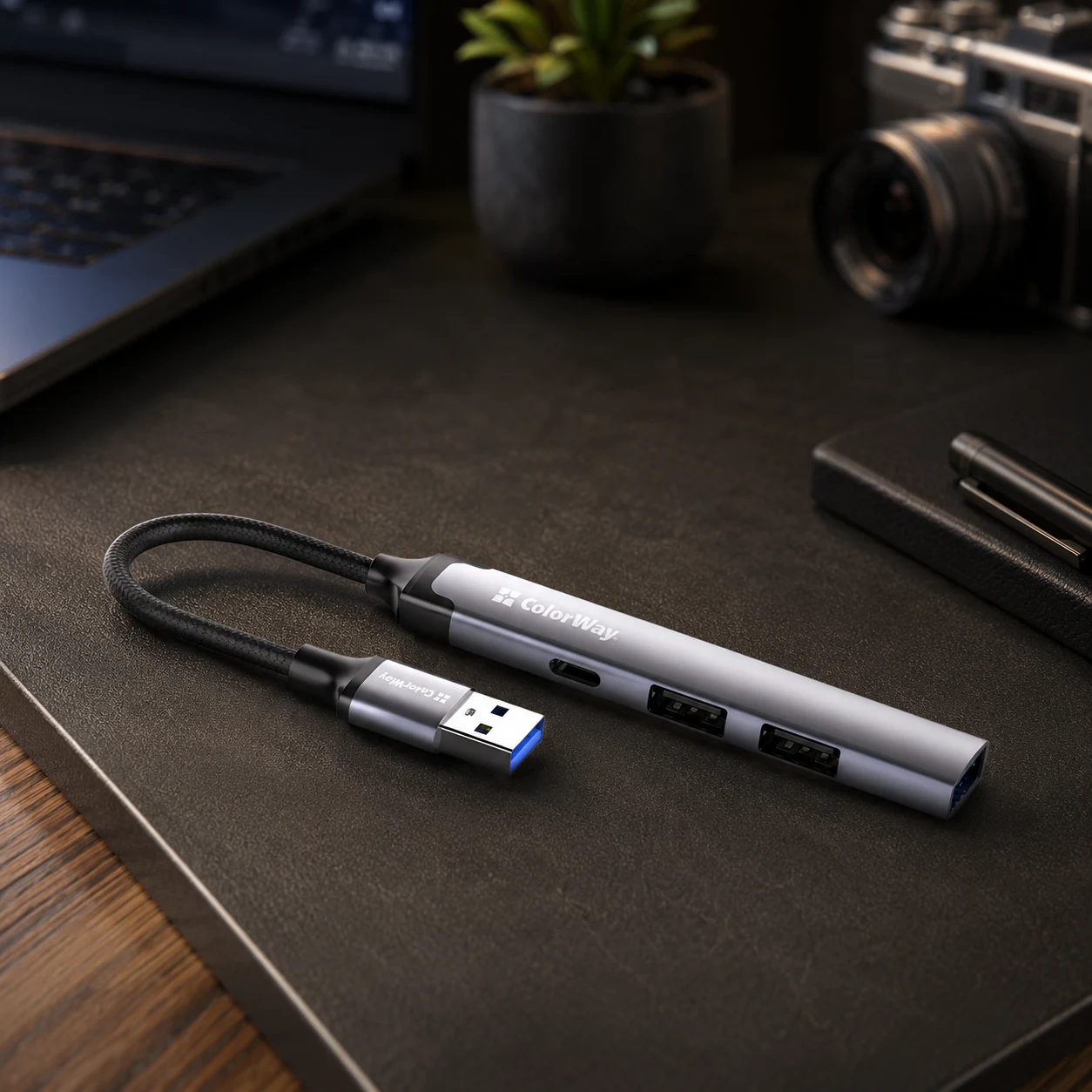 USB хаб СolorWay USB-A 4-в-1 USB2.0х3/USB3.0 — Миші, клавіатури, навушники