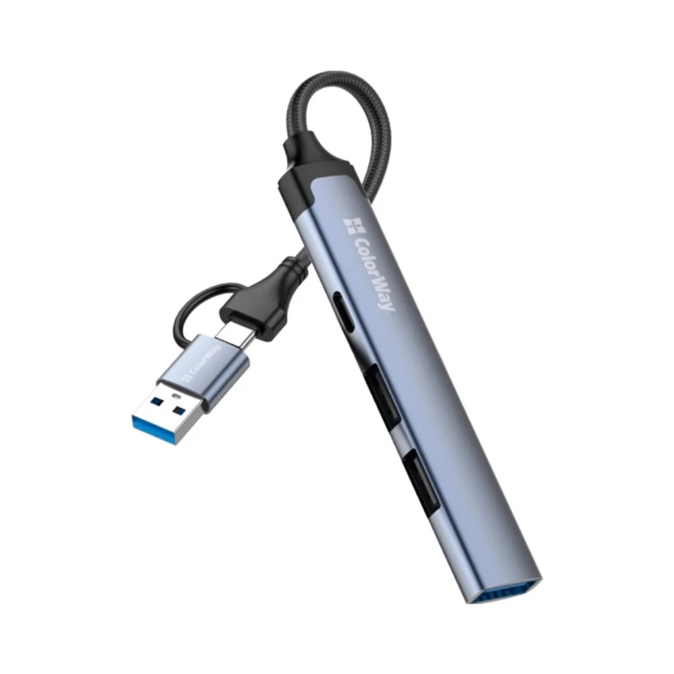 USB хаб СolorWay USB-A/USB-C 4-в-1 USB2.0х2/USB3.0/USB-C2.0 CW-HUB06 — фото 2
