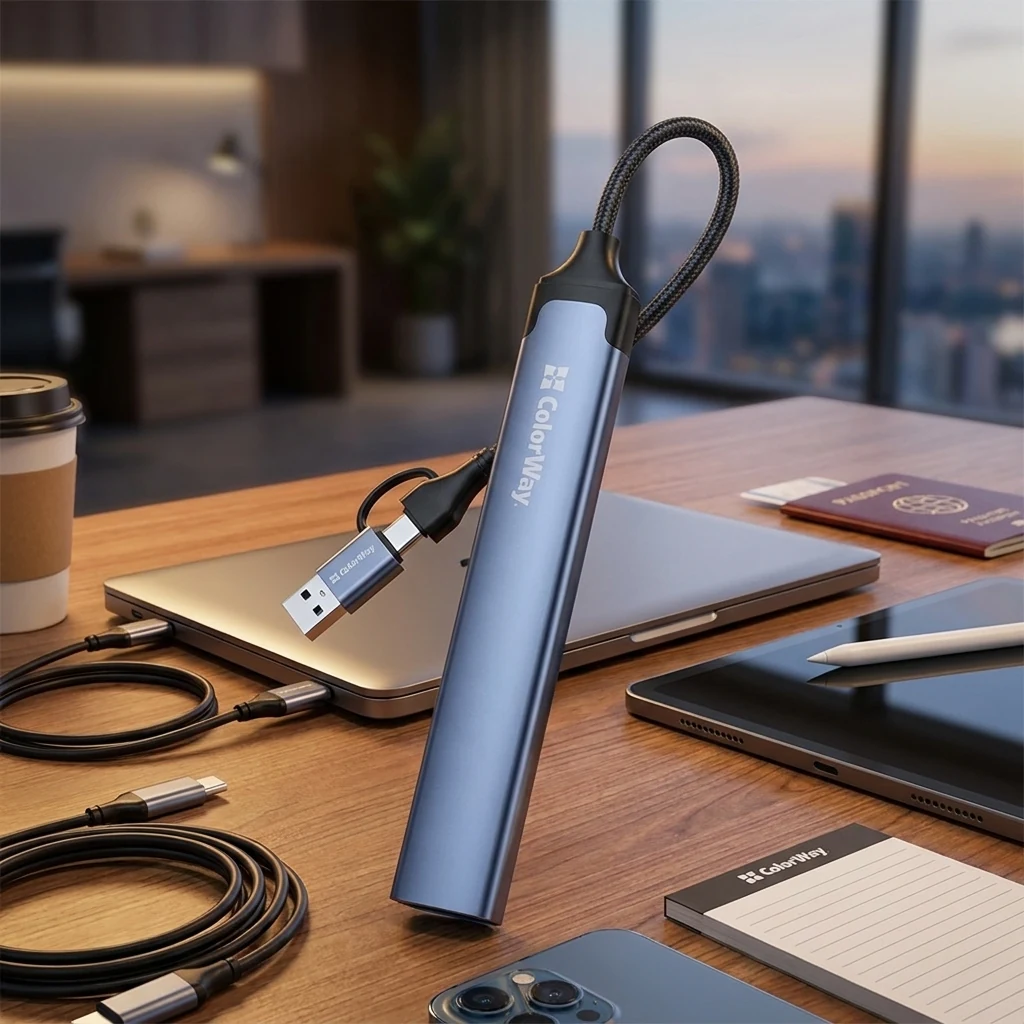 USB хаб СolorWay USB-A/USB-C 4-в-1 USB2.0х2/USB3.0/USB-C2.0 CW-HUB06