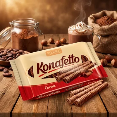 Вафельні трубочки Konafetto з начинкою крем-какао ВКФ 156г