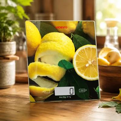 Ваги Ardesto кухонні Lemon, 5кг, AAAx2 в комплекті, скло, багатокольоровий