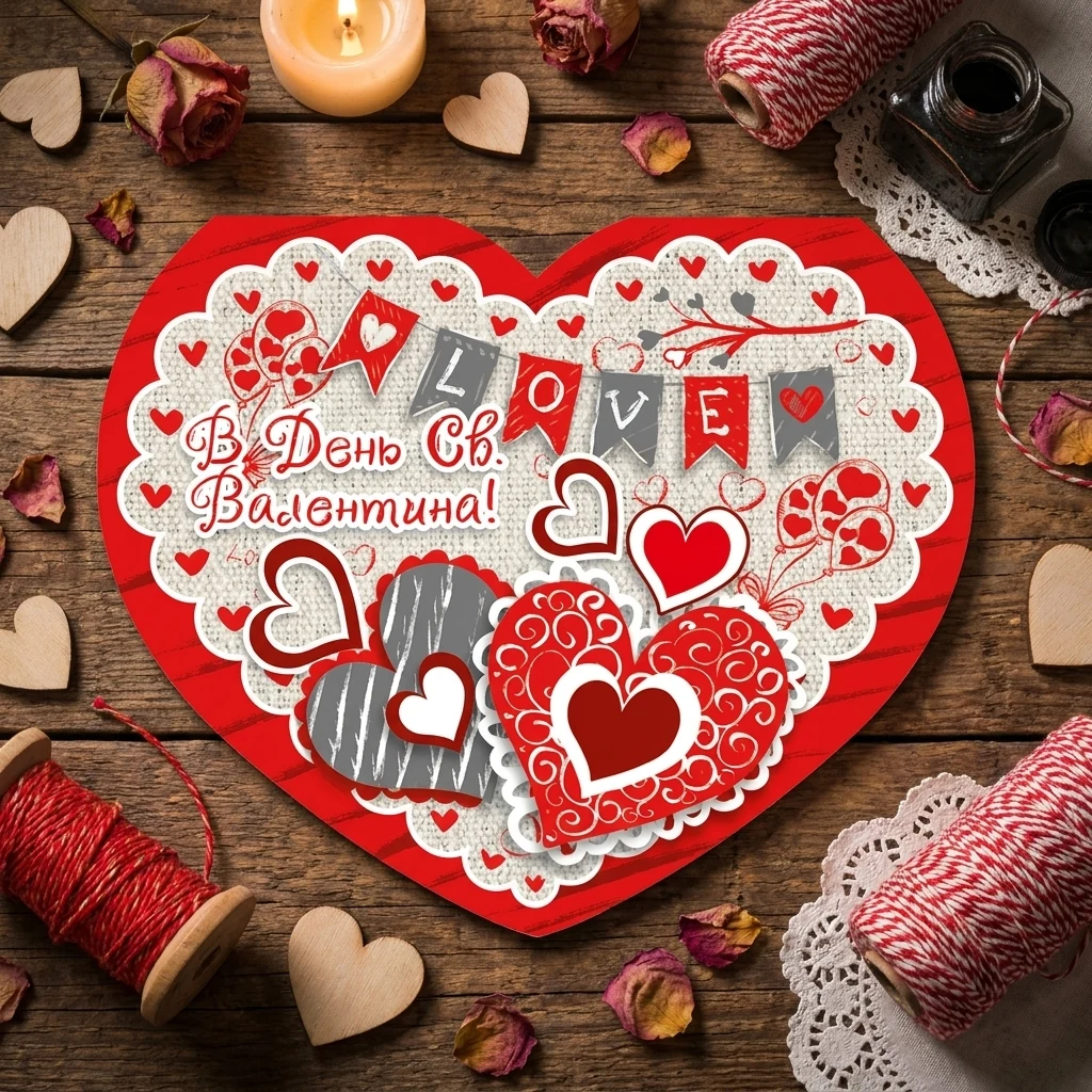 Валентинка-серце 20*15см Этюд механіка