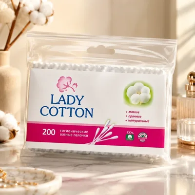 Ватні палечки Lady Cotton політилен 200 шт