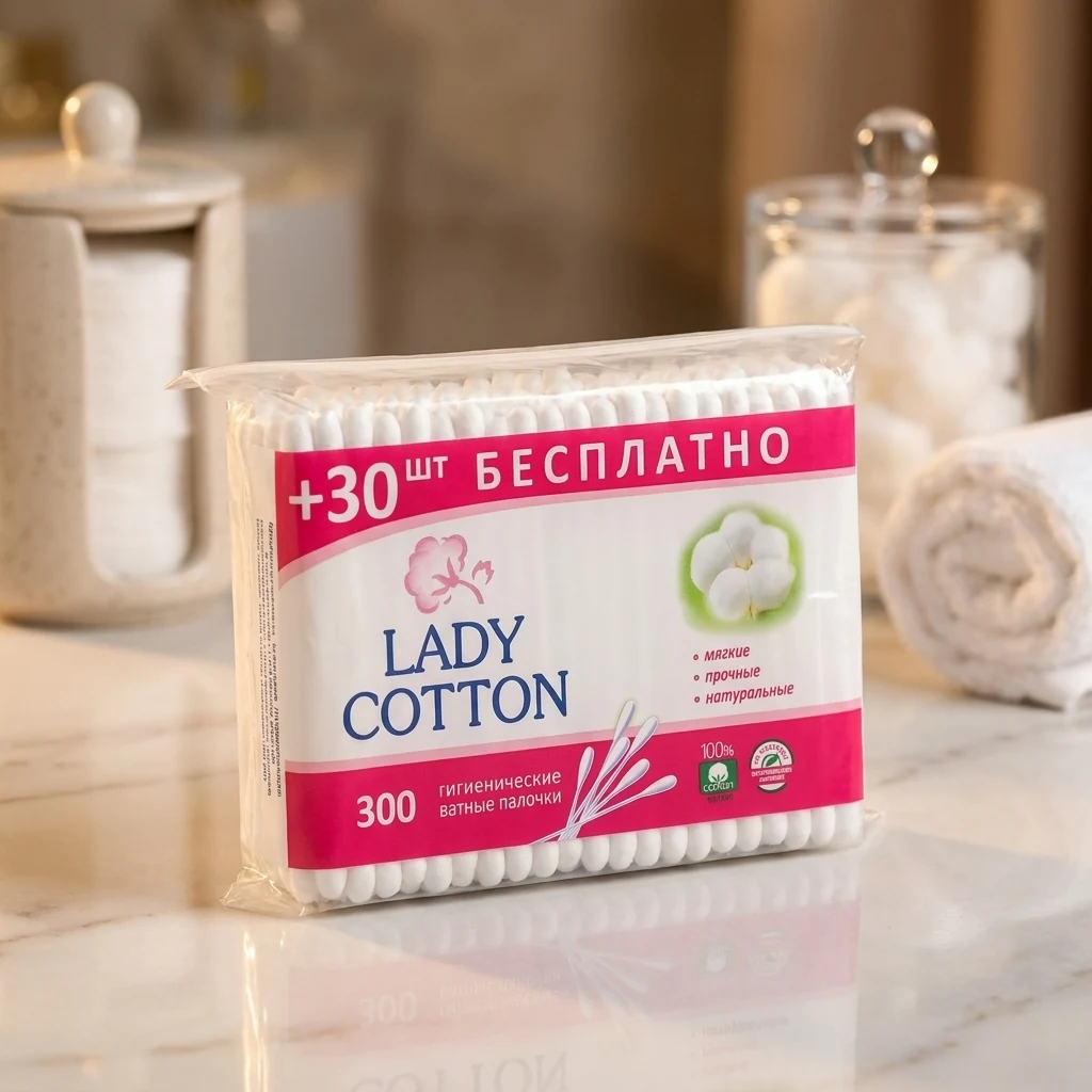 Ватні палечки Lady Cotton 300 шт — Краса та здоров'я