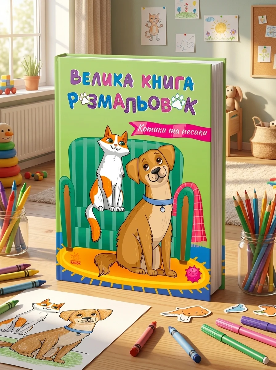 Велика книга розмальовок : Коти та собаки