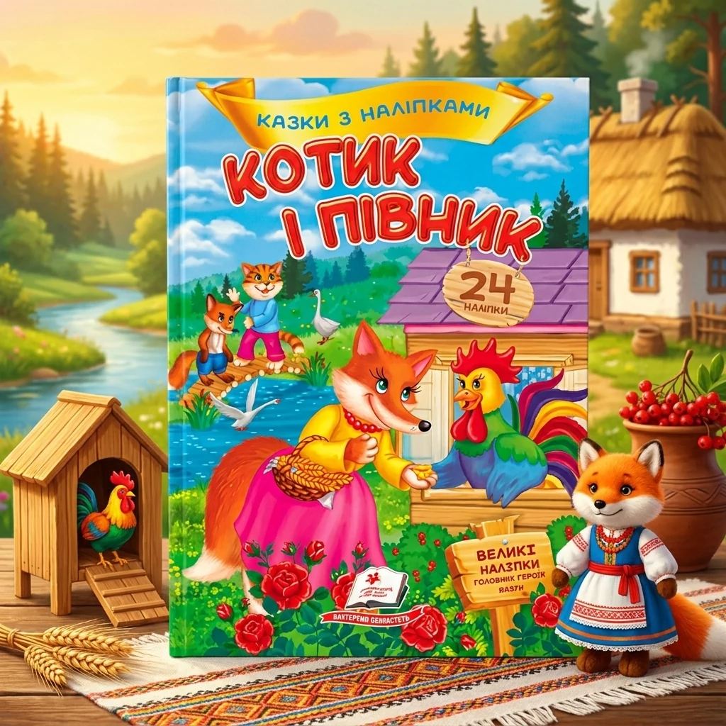 Великі наліпки. Казки з наліпками. Котик і півник