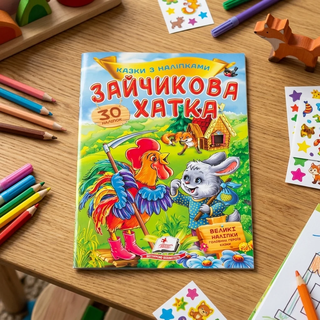 Великі наліпки. Казки з наліпками. Зайчикова хатка