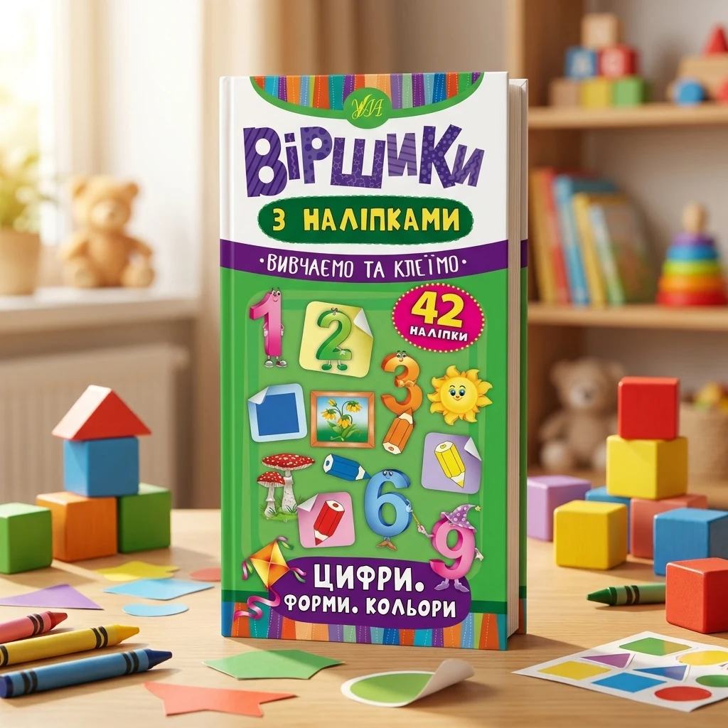 Віршики з наліпками УЛА Цифри. Форми. Кольори 42 наліпки