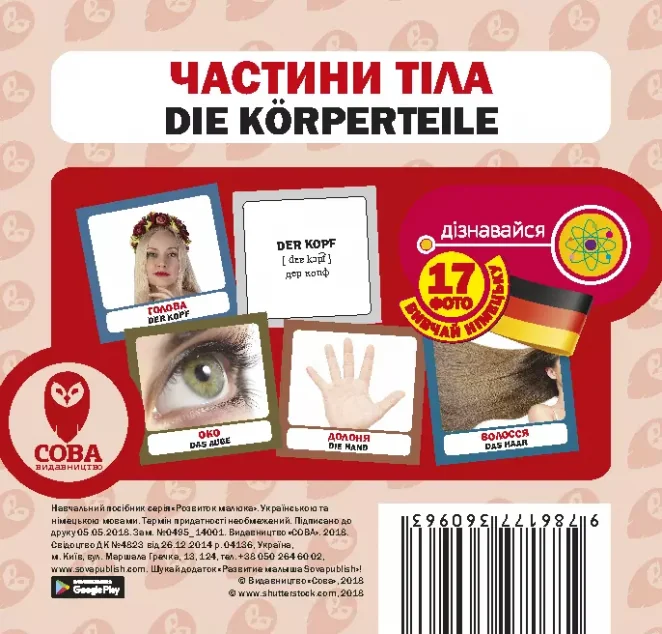 Частини тіла. 17 карток німецькою — Сова