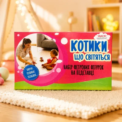 Набір фетрових фігурок на підставці "Котики, що світяться"
