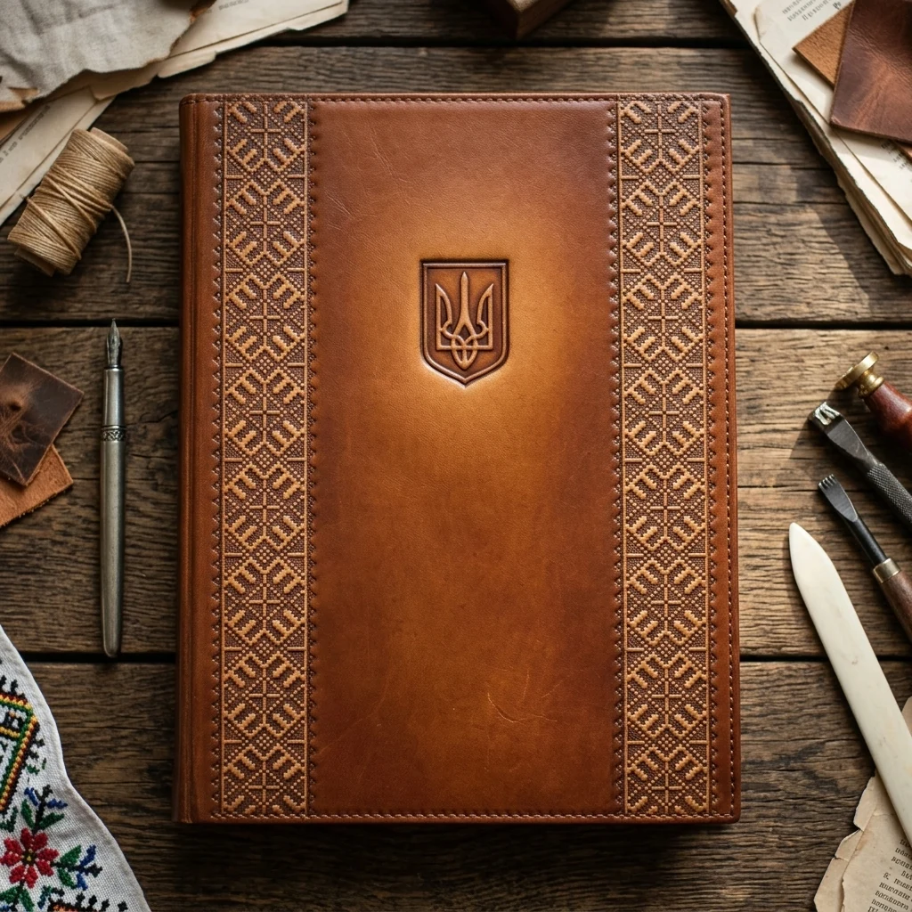 Візитниця шкіра, настільна "Орнамент"
