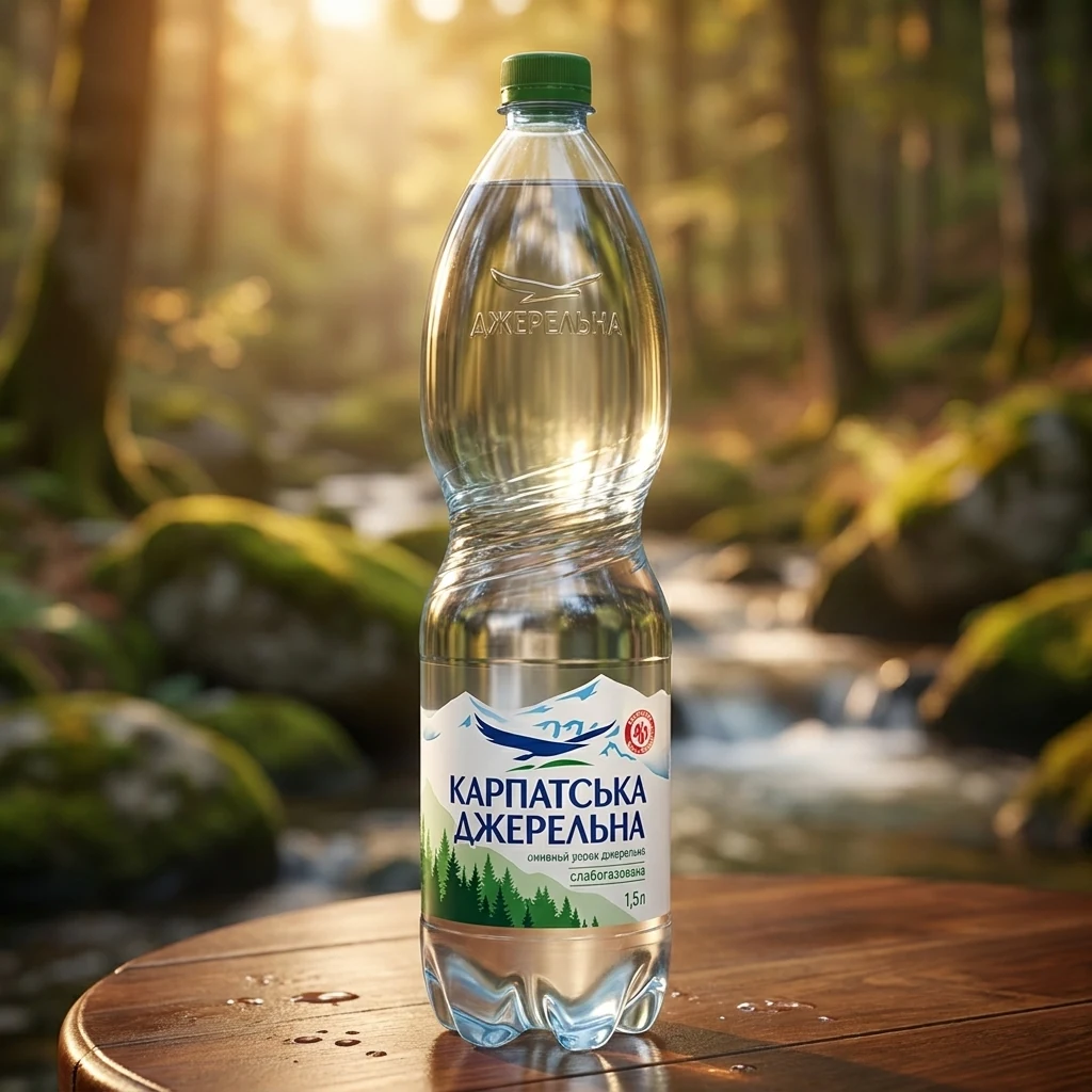 Вода мінеральна Карпатська джерельна слабогазована 1,5л — Продукти та напої