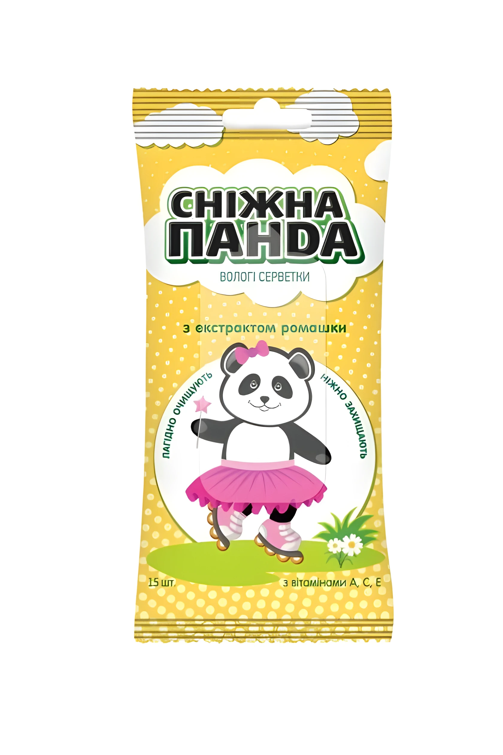 Вологі серветки Сніжна Панда для рук Kids ромаш  15шт