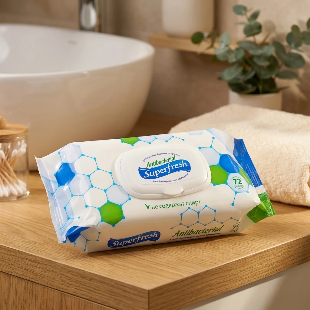 Вологі серветки Super Fresh Антибактер 72 шт — Краса та здоров'я