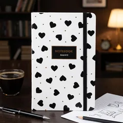 Блокнот на гумці А5 96 аркушів, блок у клітинку Axent Black&White — фото 1