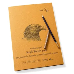 Блокнот-склейка для ескізів AUTHENTIC (Kraft) А4, 90г/м2, 60л, коричневий колір, SMILTAINIS — фото 3