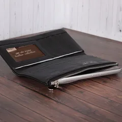 Гаманець жіночий 9,5*19 см натуральна шкіра чорний DE ESSE — фото 4