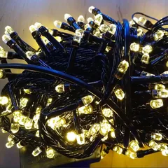 Гірлянда електрична білого холодного кольору на 200 led, чорний шнур довжиною 14 метрів — фото 2