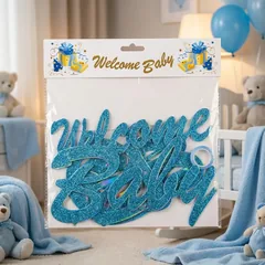 Гірлянда-розтяжка "Welcome BABY" 1,5 м синій — фото 1
