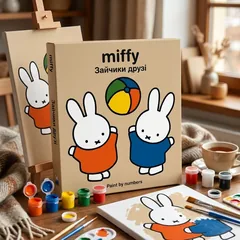 Картина за номерами 25*25 см "Miffy Зайчики друзі" акрил — фото 1